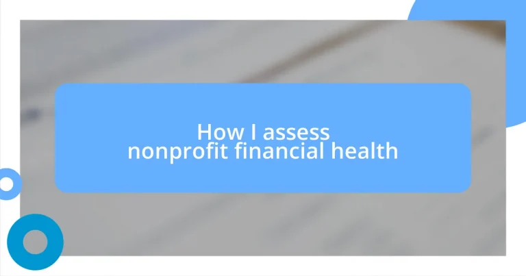 How I assess nonprofit financial health