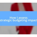 How I assess strategic budgeting impact