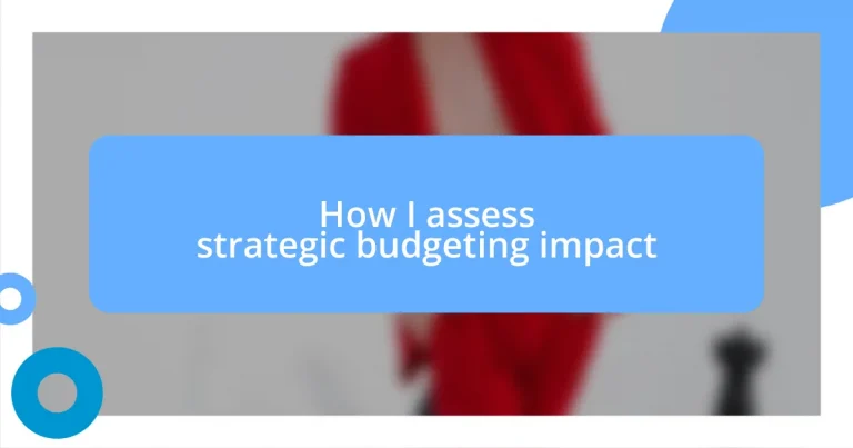 How I assess strategic budgeting impact