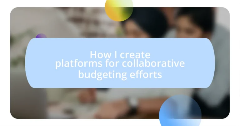 How I create platforms for collaborative budgeting efforts