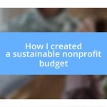 How I created a sustainable nonprofit budget