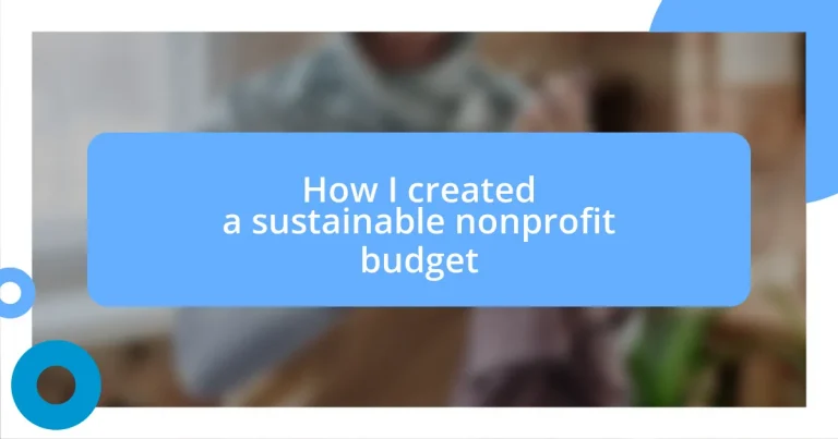 How I created a sustainable nonprofit budget