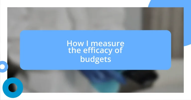 How I measure the efficacy of budgets