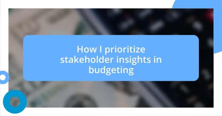 How I prioritize stakeholder insights in budgeting