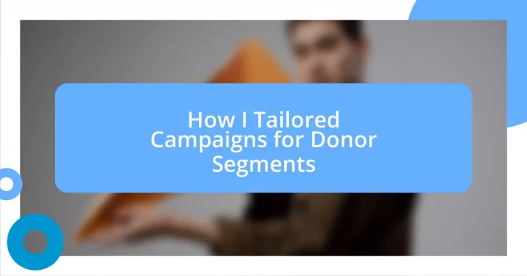 How I Tailored Campaigns for Donor Segments