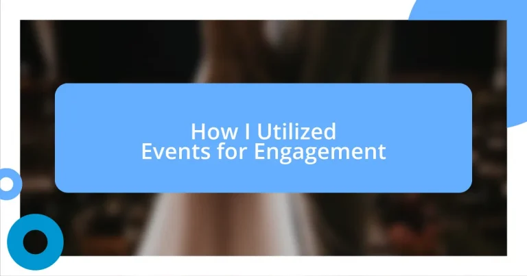 How I Utilized Events for Engagement