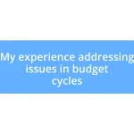 My experience addressing issues in budget cycles