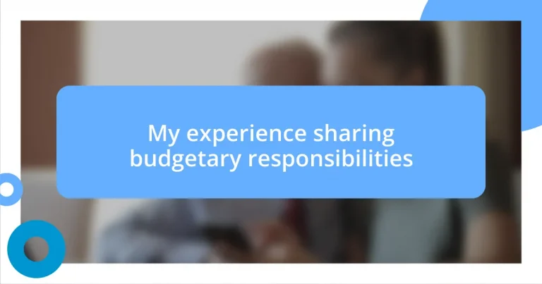 My experience sharing budgetary responsibilities