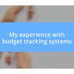 My experience with budget tracking systems