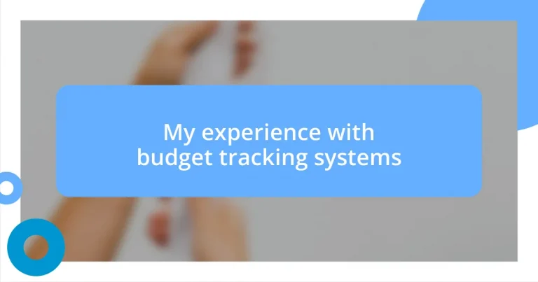 My experience with budget tracking systems