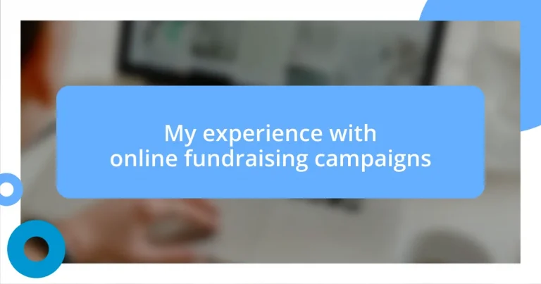 My experience with online fundraising campaigns