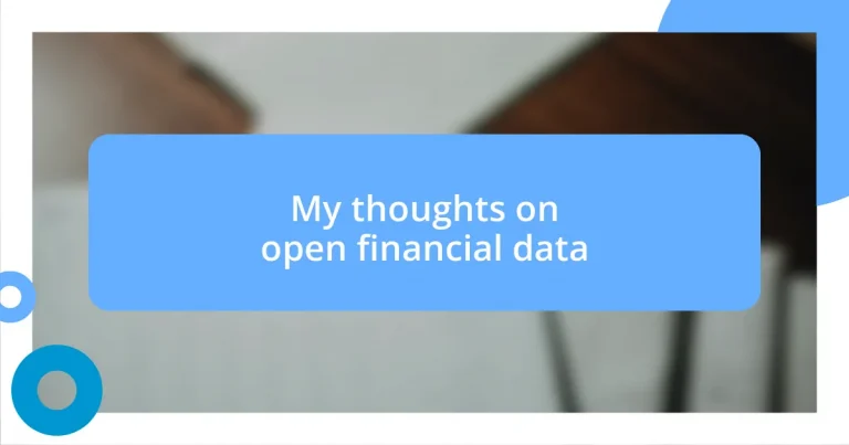 My thoughts on open financial data