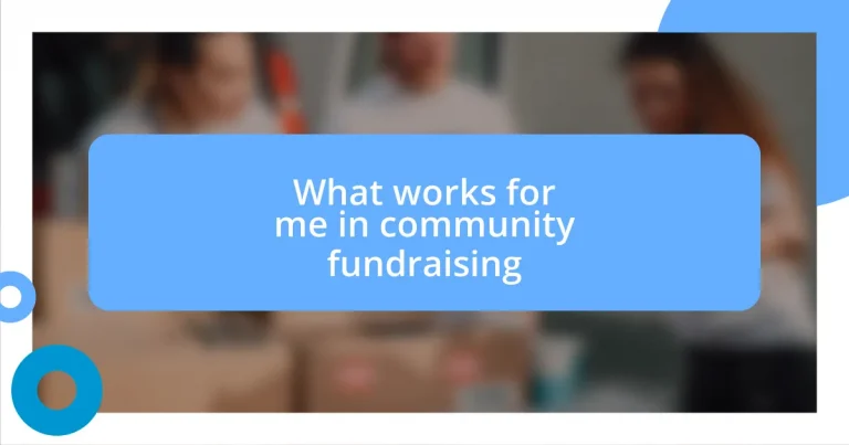 What works for me in community fundraising