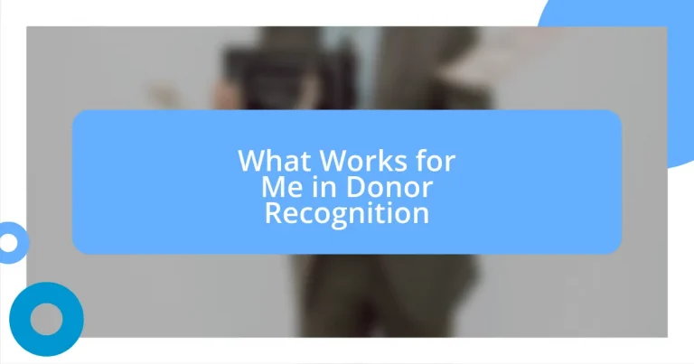 What Works for Me in Donor Recognition